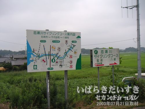 恋瀬川サイクリングコース<br>自転車で恋瀬川沿いを走れるようです。ここが起点。