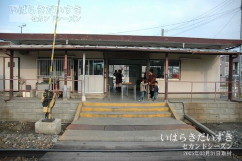 久慈川駅 ホーム側から駅舎、改札を望む。