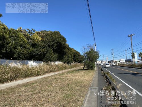 日立電鉄線 鮎川駅付近の線路跡（2020年撮影）