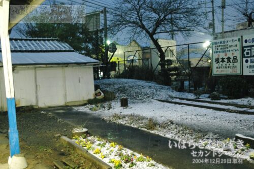 鉾田駅 降雪の盲腸線路（2004年撮影）