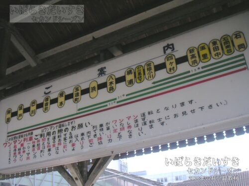 鉾田線の停車駅を記した案内板（2006年撮影）