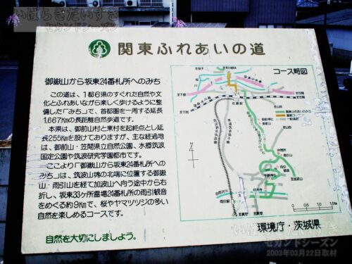 岩瀬駅前 「関東ふれあいの道」パネル（2003年撮影）