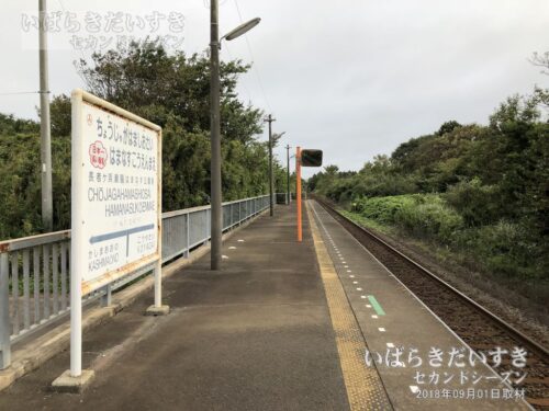 はまなす公園前駅 駅ホーム 南方鹿島神宮方面を望む（2018年）