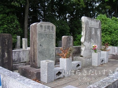 藤田東湖先生の墓<br>水戸藩九代藩主斉昭の片腕として活躍。安政の大地震で亡くなりました。享年50歳。