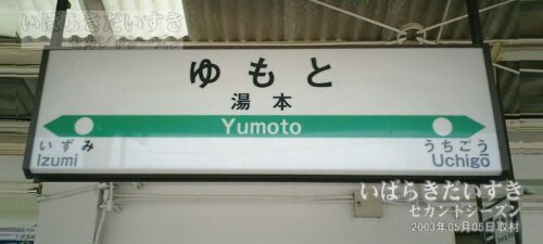 駅名標 | 常磐線 JR湯本駅（2003年撮影）