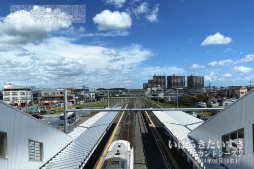 神立駅 改札階から水戸方面を望む（2021年撮影）
