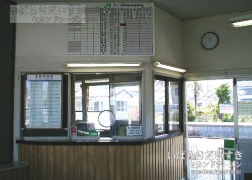久ノ浜駅 駅舎内 きっぷうりば窓口（2003年撮影）
