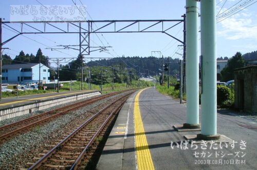竜田駅 駅ホームから南方いわき方面を望む（2003年撮影）