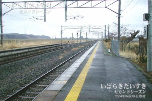 磐城太田駅 駅ホームから南方いわき方面を望む（2004年撮影）