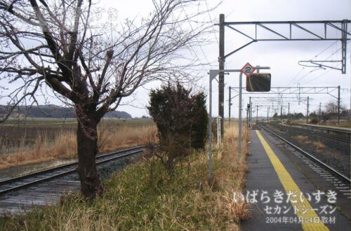 磐城太田駅 島式ホームから南方いわき方面を望む（2004年撮影）