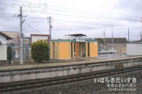 磐城太田駅 島式ホームから駅舎裏手を望む（2004年撮影）