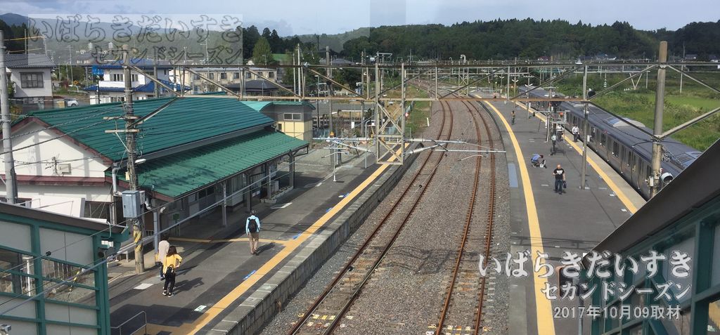 竜田駅 跨線橋から北方仙台方面を望む（2017年撮影）