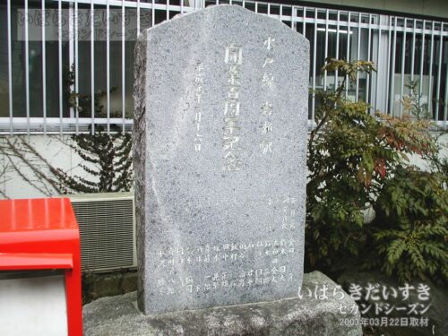 岩瀬駅 「水戸線開業百周年記念」碑（2003年撮影）