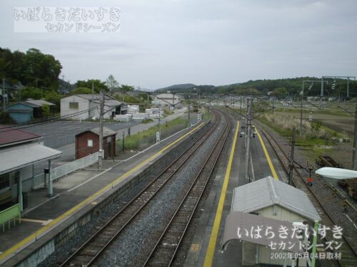 JR福原駅 跨線橋から友部、水戸方面を望む（2002年撮影）