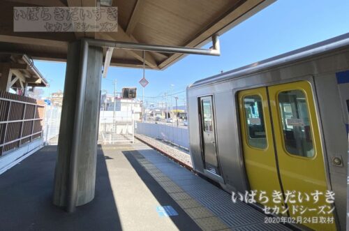 常陸太田駅 片側ホームから行き止まりを望む（2020年撮影）