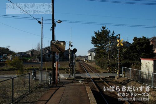 入地駅 駅ホームから佐貫方面を望む（2006年撮影）