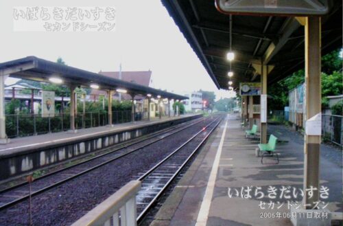小絹駅 駅ホームから北方下館方面を望む（2006年撮影）