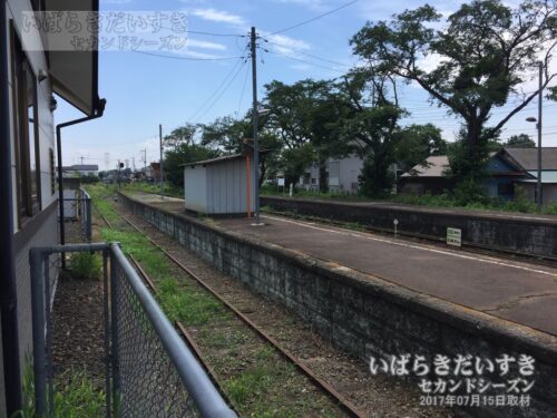 黒子駅 駅ホーム 南方水海道方面を望む（2017年）