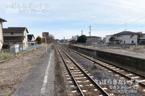 大田郷駅 駅ホームから上り水海道方面を望む（2022年撮影）